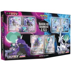 Box Pokémon Baralho Batalha de Liga Calyrex Cavaleiro Espectral VMAX e Calyrex Cavaleiro Glacial VMAX Copag