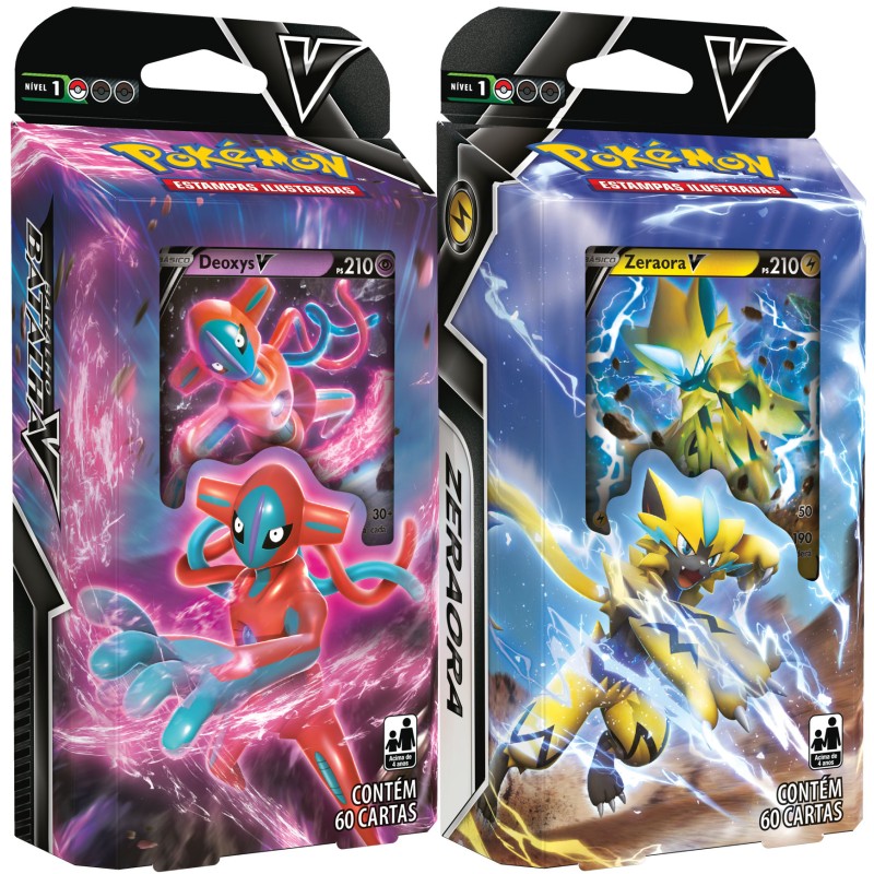 2 Decks Pokémon Baralho Batalha V Deoxys V e Zeraora V Copag