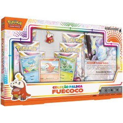Box Pokémon Coleção Paldea Fuecoco com Broche e Carta Gigante Miraidon EX Copag