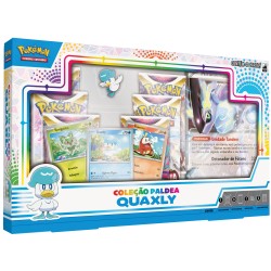 Box Pokémon Coleção Paldea Quaxly com Broche e Carta Gigante Miraidon EX Copag