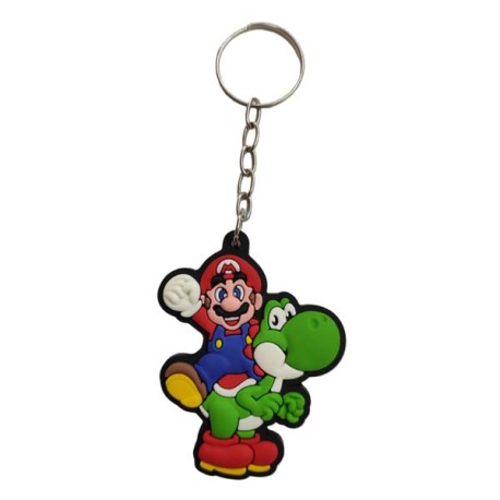 Chaveiro Emborrachado Super Mario Bros Mario e Yoshi