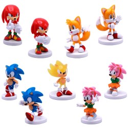 Coleção 9 Bonecos Miniatura Sonic The Hedgehog Classic Mini Buildable Figures Sonic Amy Tails Knuckles Super Sonic Just Toys