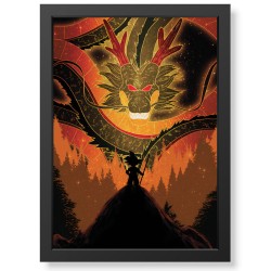 Quadro Decorativo Dragon Ball Shenlong e Goku geek.frame