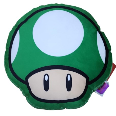 Almofada em Veludo Super Mario Cogumelo Verde