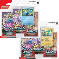 Kit com 2 Triple Pack Pokémon Escarlate e Violeta Forças Temporais Bellibolt e Carvanha Copag