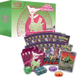 Box Elite Pokémon Escarlate e Violeta Forças Temporais Espinhos Férreos Coleção Treinador Avançado Copag
