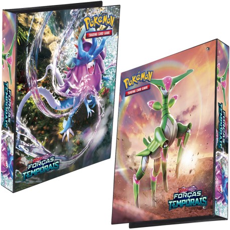 Pasta Fichário Pokémon Escarlate e Violeta Forças Temporais Capa Dura 4 Argolas