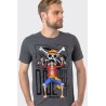 Camiseta One Piece Monkey D. Luffy Flag Cinza