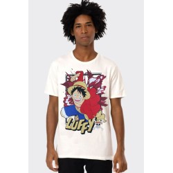 Camiseta One Piece Monkey D. Luffy Punch Off White