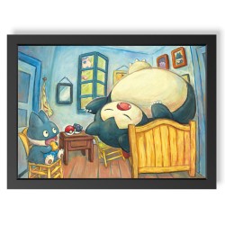 Quadro Decorativo Pokémon Snorlax Van Gogh geek.frame