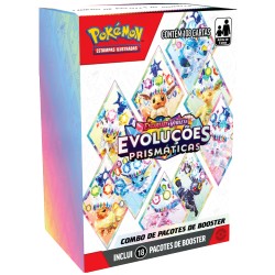 Box 18 Boosters Cards Pokémon Coleção Especial Escarlate e Violeta Evoluções Prismáticas Copag