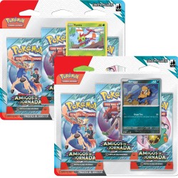 Kit com 2 Triple Pack Pokémon Escarlate e Violeta Amigos de Jornada Scraggy e Yanma Copag