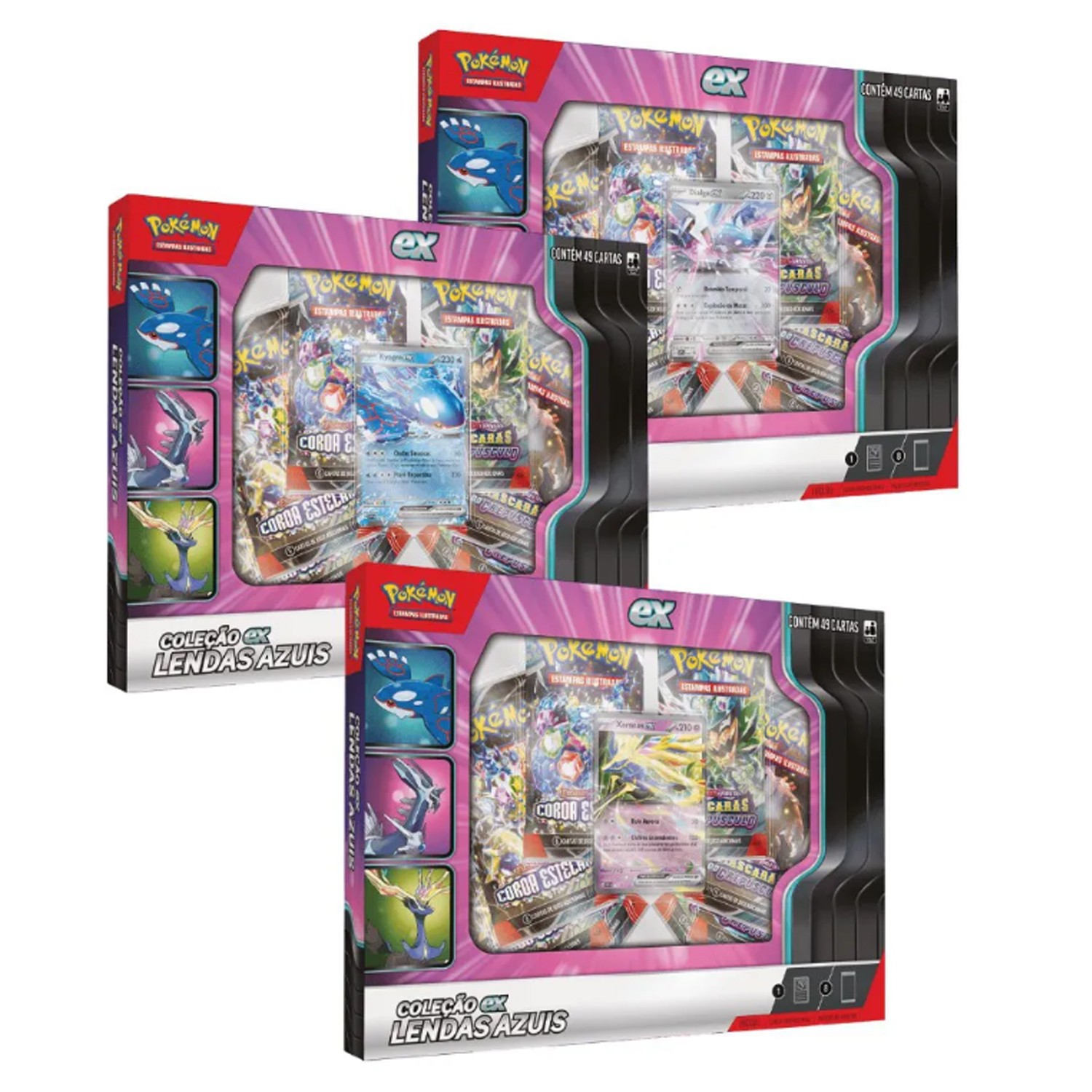 3 Box Pokémon Escarlate e Violeta Coleção EX Lendas Azuis Kyogre