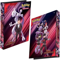 Pasta Fichário Pokémon Escarlate e Violeta Rivais Predestinados Equipe Rocket Capa Dura 4 Argolas