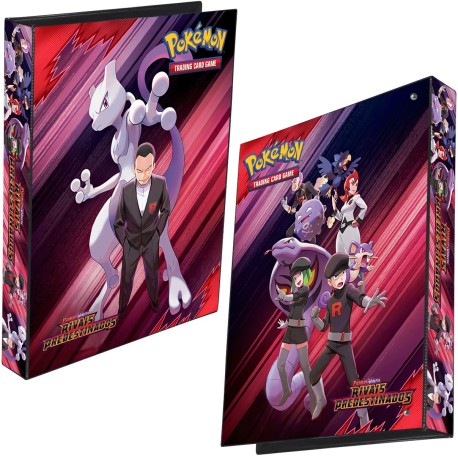 Pasta Fichário Pokémon Escarlate e Violeta Rivais Predestinados Equipe Rocket Capa Dura 4 Argolas