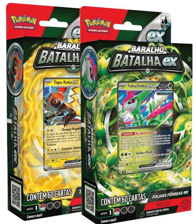 2 Decks Pokémon Baralho Batalha EX Folhas Férreas EX Tapu Koko EX