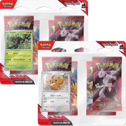 Kit com 2 Quádruplo Pack Pokémon Escarlate e Violeta Rivais Predestinados Zarude e Eevee Copag