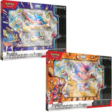 2 Box Pokémon Escarlate e Violeta Coleção Lendas Implacáveis Zacian EX e Koraidon EX Copag