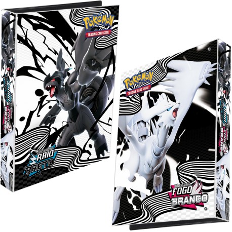 Pasta Fichário Pokémon Escarlate e Violeta Raio Preto e Fogo Branco Capa Dura 4 Argolas