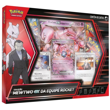 Box Pokémon Coleção Mewtwo ex da Equipe Rocket Copag