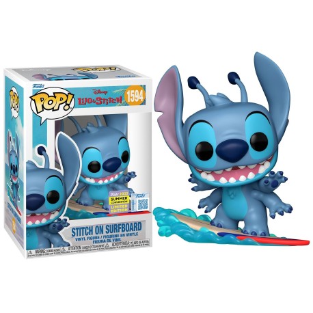 Boneco Disney Lilo & Stitch On Surfboard Summer Convention 2025 Limited Edition Pop Funko 1594