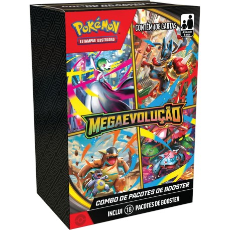Box 18 Boosters Cards Pokémon Mega Evolução Copag