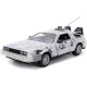 Miniatura De Volta Para o Futuro DeLorean Time Machine Frost Version com Luz 1:24 Jada