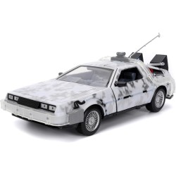 Miniatura De Volta Para o Futuro DeLorean Time Machine Frost Version com Luz 1:24 Jada