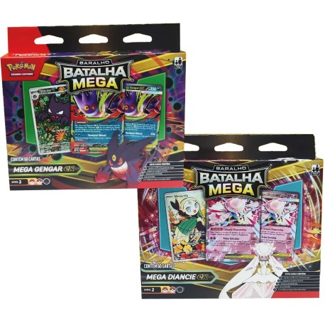 2 Decks Pokémon Baralho Batalha Mega Gengar EX e Mega Diancie EX Copag