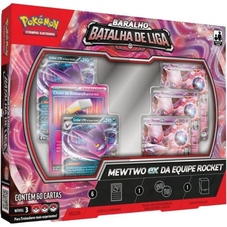 Box Pokémon Baralho Batalha de Liga Mewtwo EX da Equipe Rocket Copag