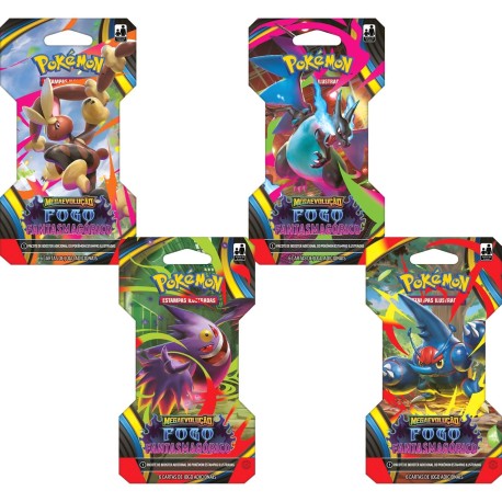 Booster com 6 Cartas Pokémon Mega Evolução Fogo Fantasmagórico Copag