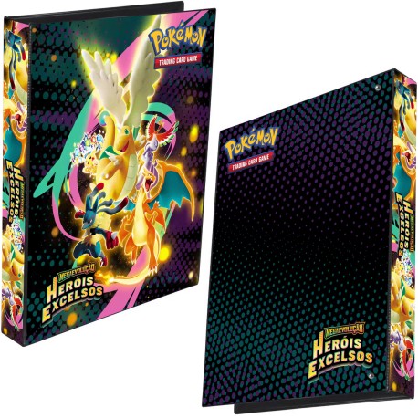 Pasta Fichário Pokémon Mega Evolução Heróis Excelsos Capa Dura 4 Argolas