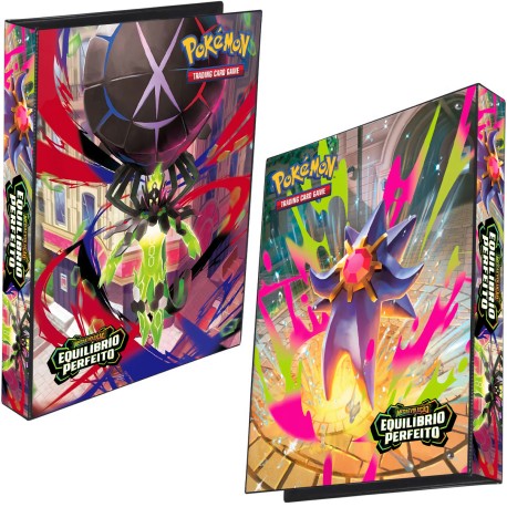 Pasta Fichário Pokémon Mega Evolução Equilíbrio Perfeito Capa Dura 4 Argolas