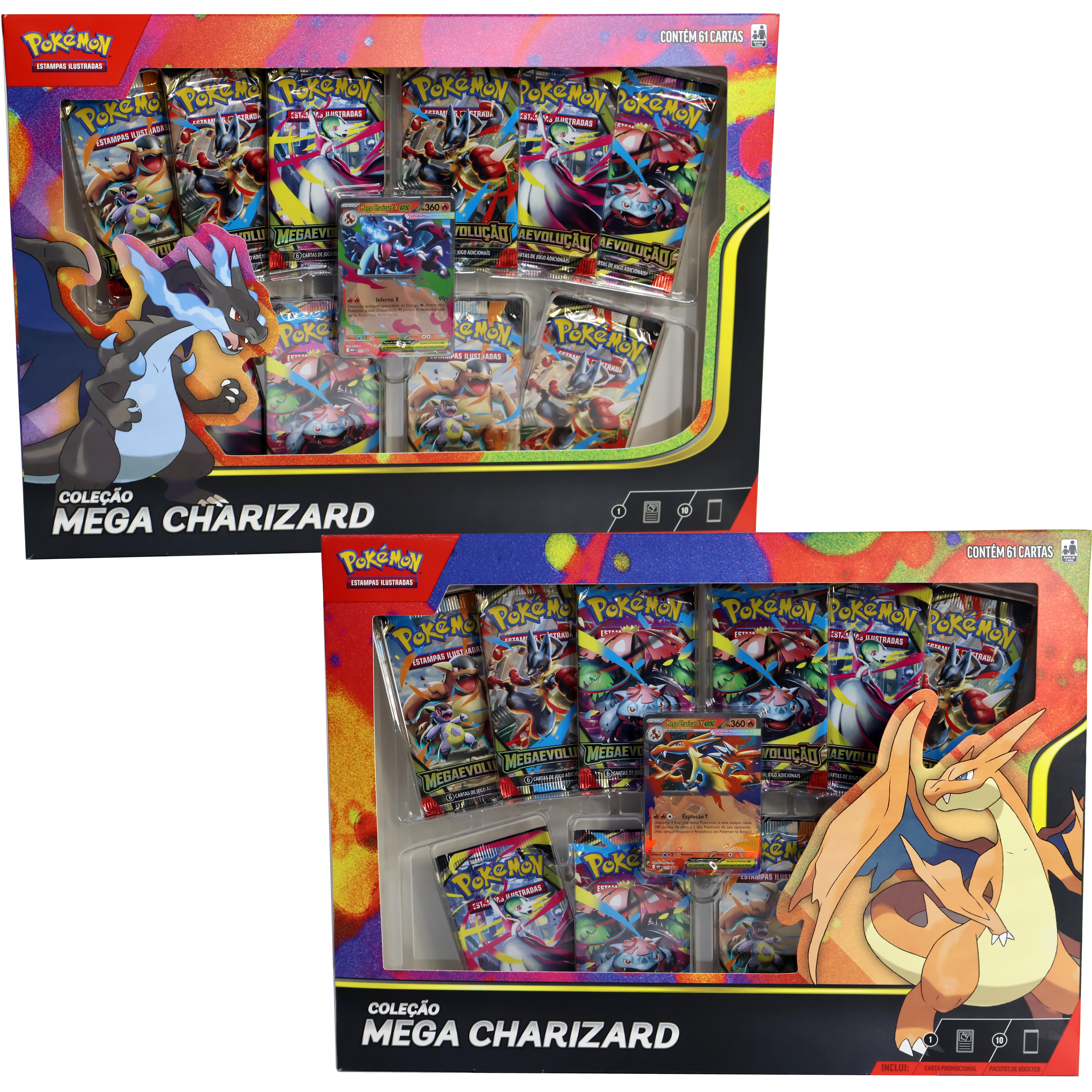 2 Box Pokémon Coleção Mega Charizard X e Y EX Copag