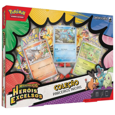 Box Pokémon Mega Evolução Heróis Excelsos Coleção Parceiros Iniciais Copag