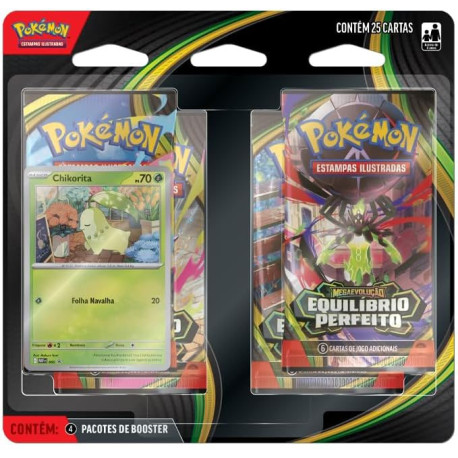 Quádruplo Pack Pokémon Mega Evolução Equilíbrio Perfeito Chikorita Copag