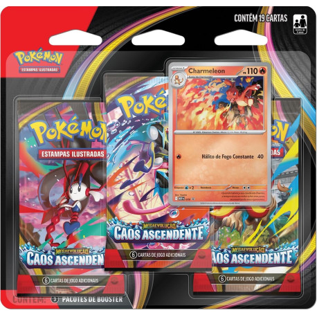 Triple Pack Pokémon Mega Evolução Caos Ascendente Charmeleon Copag