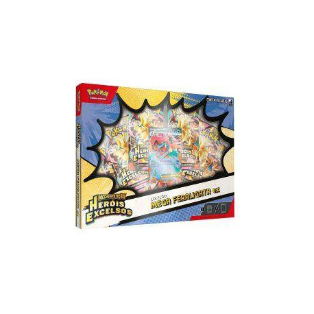Box Pokémon Mega Evolução Heróis Excelsos Coleção Mega Feraligatr EX Copag