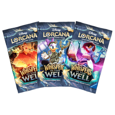 Booster com 12 Cartas Disney Lorcana Whispers in The Well Set 10 Trading Card Game Ravensburger