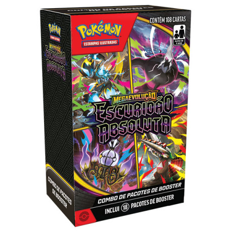 Box 18 Boosters Cards Pokémon Mega Evolução Escuridão Absoluta Copag