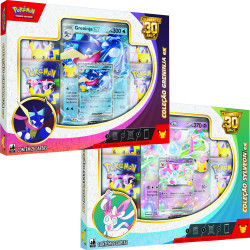Kit com 2 Box Pokémon Celebração de 30 anos Greninja EX e Sylveon EX Copag