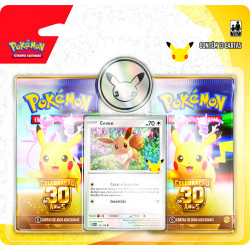 Blister Duplo Pokémon Celebração de 30 anos Eevee com moeda Copag