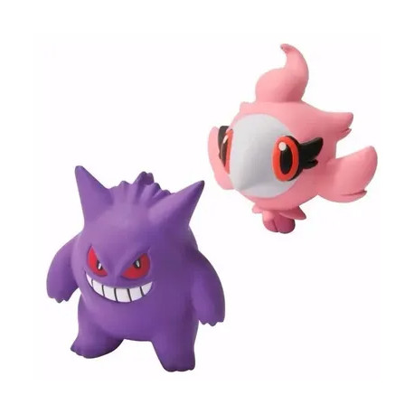 2 Bonecos Pokémon XY Gengar Vs Spritzee Tomy