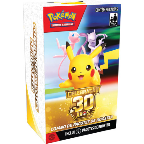 Box 6 Boosters Cards Pokémon Celebração de 30 anos Copag