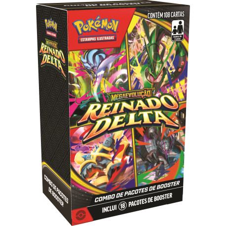 Box 18 Boosters Cards Pokémon Mega Evolução Reinado Delta Copag
