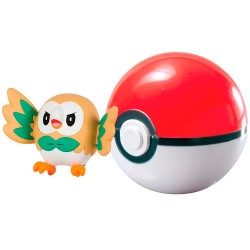 Bonecos Pokémon Sol e Lua Rowlet e Poké Ball Tomy