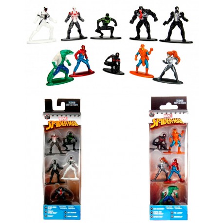 10 Bonecos Marvel Homem Aranha Nano Metal Die-Cast Jada