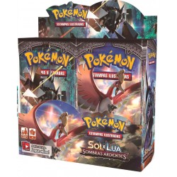 Box 36 Booster Cards Pokémon Sol e Lua Sombras Ardentes Copag