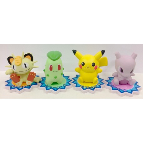 Kit 4 Bonecos Pokémon Center Ichiban Kuji 7-11 Meowth, Chikorita,Pikachu e Mewtwo