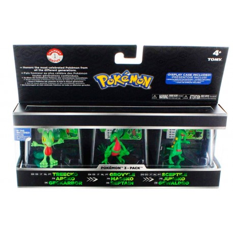 3 Bonecos Pokémon Trainer's 1 Choice! Treeko, Grovyle e Sceptile Tomy